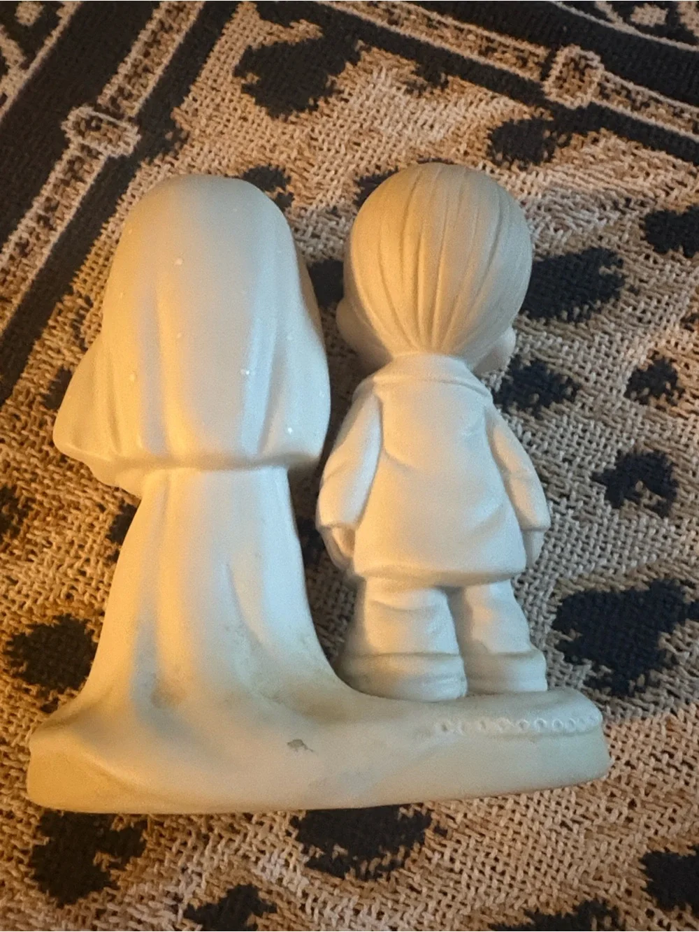 Precious Moments Bride and Groom Cake Topper in White and Cream